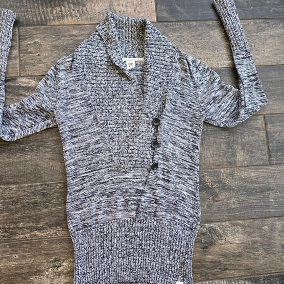 #614 Roxy Charcoal and Light Gray Cowl Neck Sweater - Picture 2 of 11